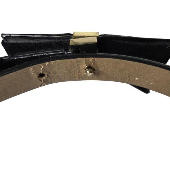 Vtg Talbots Womens Black Velvet & Leather Thin Belt Bow w Gold Size XS Y2K - Picture 7 of 12